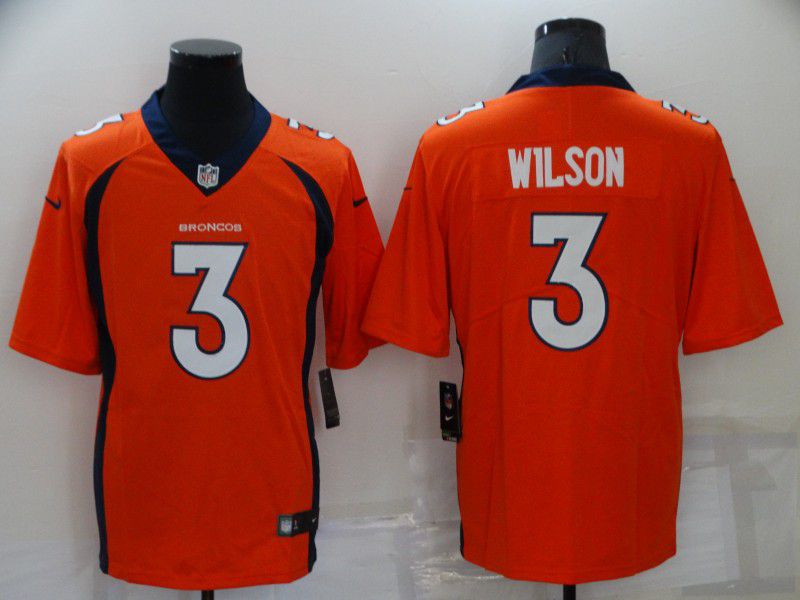 Men Denver Broncos 3 Wilson Orange Nike Vapor Untouchable Limited 2022 NFL Jersey